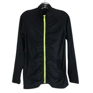 Marika Magic Athletic Jacket Womens Size Small S Black Ruche Full Zip Pockets